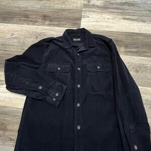 Line of Trade Navy Blue Mens Large Long Sleeve Button‎ Up Corduroy Shirt Shacket